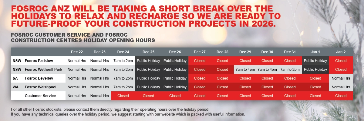 Fosroc Holiday Hours 2025